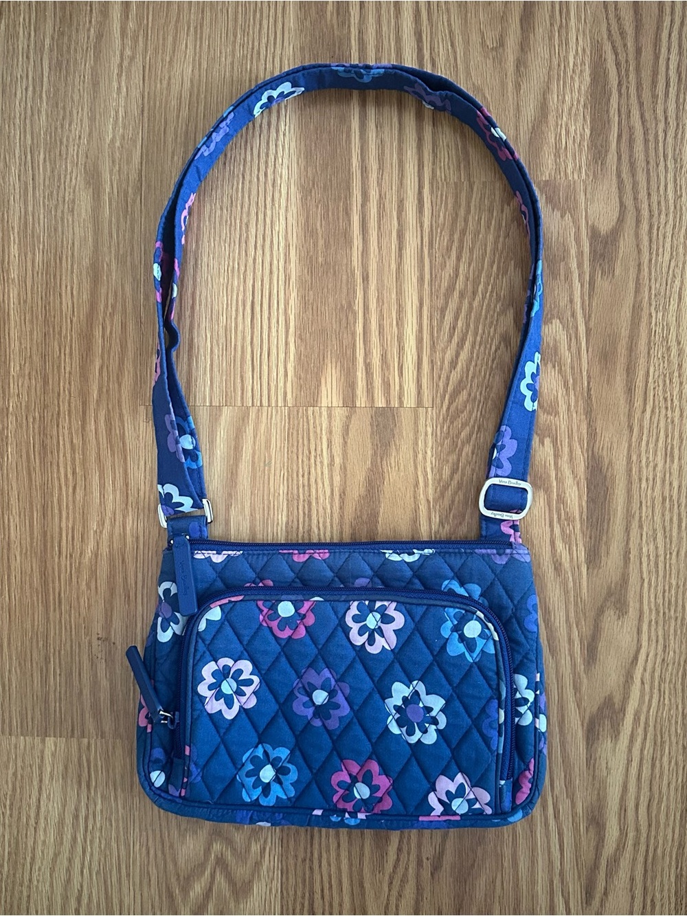 Vera Bradley Ellie Flowers Floral Print Triple Zip Crossbody Bag